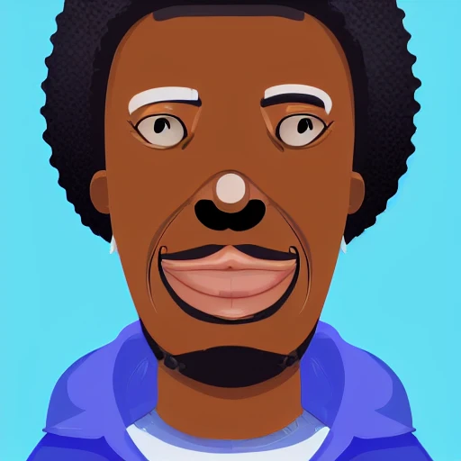professional high quality illustration, boucar diouf, selfie, 50 year old african happy man, center face, frissy black hair, very high detailled, 8k resolution, cinematic lighting