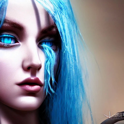 girl with blue hair full screen mystic, epic, perfect body, perfect hands, perfect face, face, detailed, high resolution, HDR, dark mystery glow, sharp focus, 8k, 3D, hyper detail, fantasy style concept, cinema lights photo bashing epic cinematic octane rendering extremely high detail post processing 8k denoise