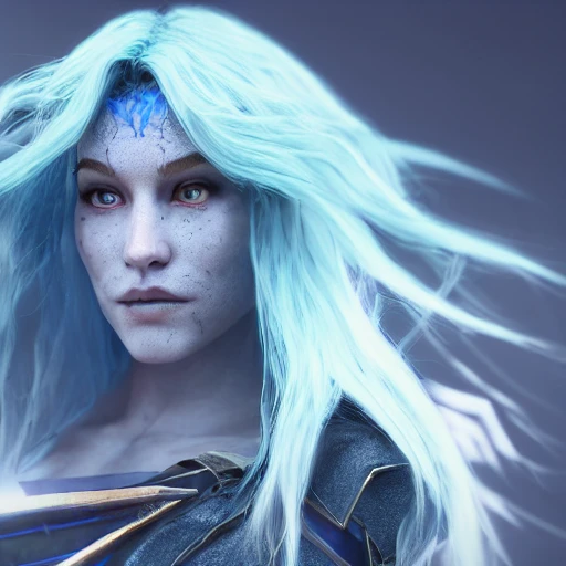 full length blue hair warlock in full growth, perfect hands, perfect face, face, detailed, high resolution, HDR, dark mystery glow, sharp focus, 8k, 3D, hyper detail, fantasy style concept, cinema lights photo bashing epic cinematic octane rendering extremely high detail post processing 8k denoise