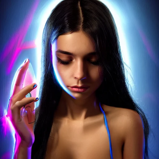 Upvote
Downvote
beauty young spanish woman with long black hair robotic hands, interacting with a holographic interface of alien artifacts, electrical case display, Terminator tech, ultrarealistic, dramatic lighting, electrical details, high details, 4k, 8k, best, accurate, trending on artstation, artstation, photorealism,naked, ultrarealistic, digital painting, style of Peter Mohrbacher, Caravaggio, Hajime Sorayama and Boris Vallejo,3d, Trippy