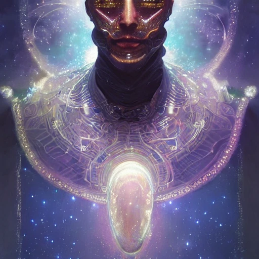 portrait of a cosmic god, suit made out of stars and galaxies and cosmic energy, intricate, headshot, highly detailed, digital painting, artstation, concept art, sharp focus, cinematic lighting, illustration, art by artgerm and greg rutkowski, alphonse mucha, cgsociety
