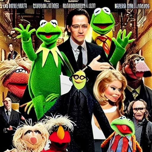 the muppets starring in the matrix, movie poster, detailed, cinematic