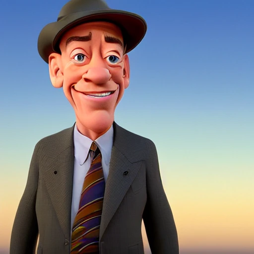 screenshot of jk simmons in a pixar movie. 3 d rendering. unreal engine. amazing likeness. very detailed. cartoon caricature. 