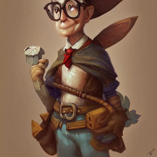 cute little anthropomorphic woody allen cute and adorable, pretty, beautiful, dnd character art portrait, matte fantasy painting, deviantart artstation, by jason felix by steve argyle by tyler jacobson by peter mohrbacher, cinema 