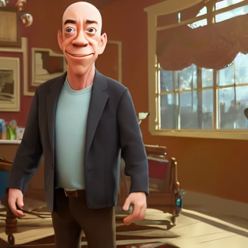 screenshot of jk simmons in a pixar movie. 3 d rendering. unreal engine. amazing likeness. very detailed. cartoon caricature. 