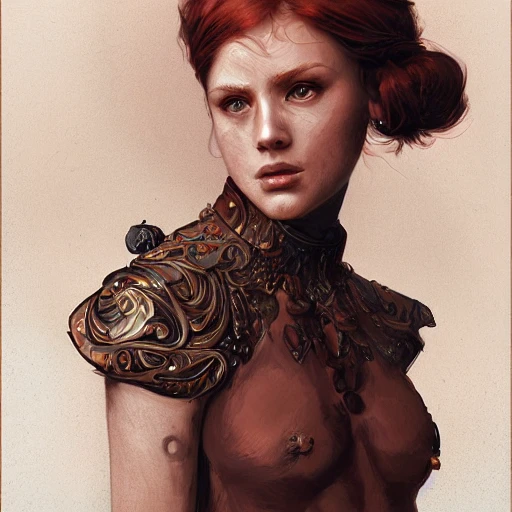 cheaky ginger, confident, bold, passionate , seductive, expressive, charismatic, very sweaty, intricate fashion clothing, insane, intricate, highly detailed, digital painting, artstation, concept art, smooth, sharp focus, illustration, Unreal Engine 5, 8K, art by artgerm and greg rutkowski and alphonse mucha