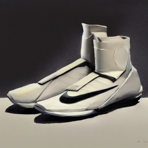 a concept art of nike shoes, by Craig mullins, Steve Purcell, Ralph McQuarrie. Trending on artstation. Centered image, no background