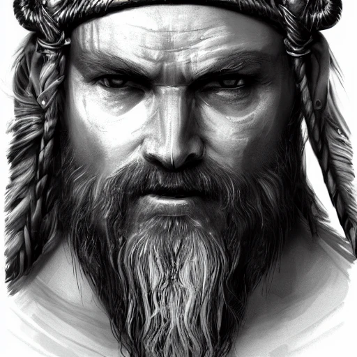  prompt: Real viking king close up portrait,hard light shading,dramatic,fine details,8k,concept art,by le vuong and alphose Mucha -

