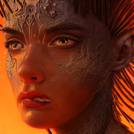 real close up portrait of a meditating hellscape in a scenic dystopian setting,intricate,elegant,highly detailed,fine details,8k,focused,digital painting,artstation,concept art,soft,sharp focus,illustration,artgerm,le vuong, and greg rutkwoski