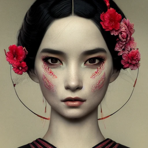 redshift style, a real perfect female body of beautiful Geisha, perfect face, intricate, elegant, highly detailed, trending on artstation, by Tom Bagshaw and Seb McKinnon, 150mm portrait, photography, epic cinematic, octane render , denoise, photograph with a Hasselblad H3DII, extremely detailed, DOF --upbeat --v 4