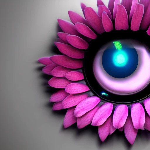  flower pupil eye  pink pretty flower  digital art photorealistic  8k render  futuristic  highly détailed, realistic game render