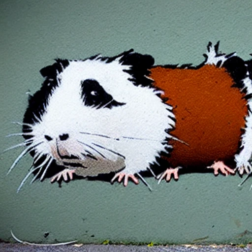 3 guinea pigs, Banksy style 