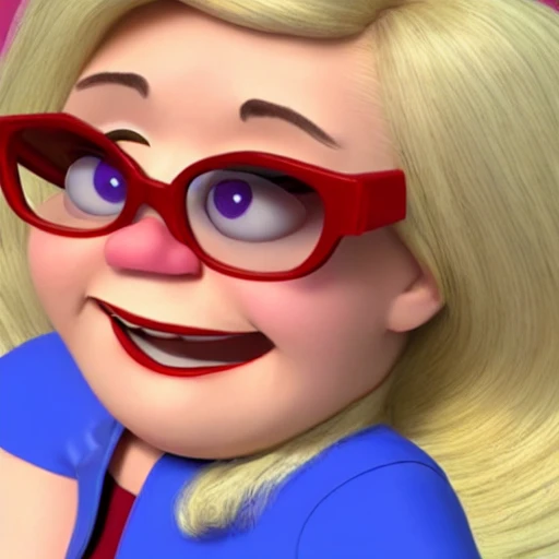 Fat Blonde Woman With Red Glasses Pixar Style Arthub Ai