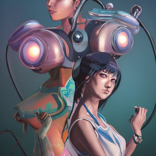 highly detailed CASIO VL-1, anime Byron draws and liya nikorov and simon stalenhag and magali villeneuve and luxearte, mods, and Artgerm, tank, inspired by graphic novel cover art, DnD trending on artstation, realistic portrait full body, large eyes, by andrew robinson, architectural, ( ilya kuvshinov ), artstation 3D OCTANE render, art by artgerm and H R Giger and alphonse mucha, lit by morning light, passionate, hres, dream - like heavy dark mysterious nightmare atmosphere, shaman, art nouveau aesthetic