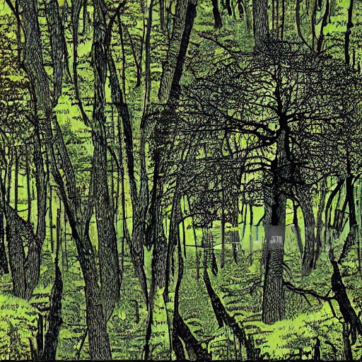 forêt millénaire arbres anciens, montagne arrière plan,
Trippy,