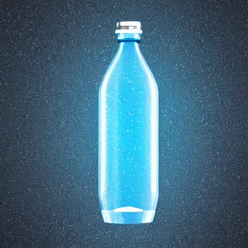 Mineral water bottle filled with water, 3D,sky