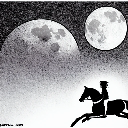 horse riding in the moon, Cartoon
