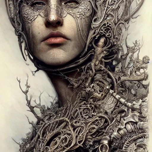 hyper-realistic,hyper-detailed fantasy art; elegant, intricate, detailed, symmetrical face, accurate anatomy and eyes, by Daniel f gerhartz, Gustave dore, hr giger, tom bagshaw,junji ito, biomorphic close up of astronaut extraterrestrial, style of h.r. giger, insanely detailed and intricate, golden ratio, hypermaximalist,