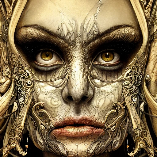 hyper-realistic,hyper-detailed fantasy art; elegant, intricate, detailed, symmetrical face, accurate anatomy and eyes, by Daniel f gerhartz, Gustave dore, hr giger, tom bagshaw,junji ito, biomorphic close up of astronaut extraterrestrial, style of h.r. giger, insanely detailed and intricate, golden ratio, hypermaximalist,