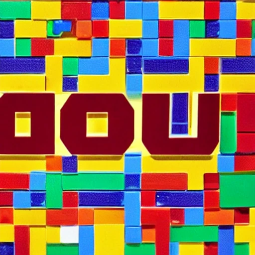 Rakuten logo made with lego blocks