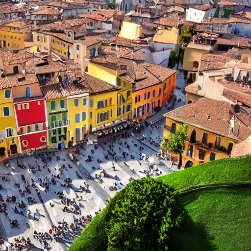scandicci town in italy, market square, realistic picture, high quality