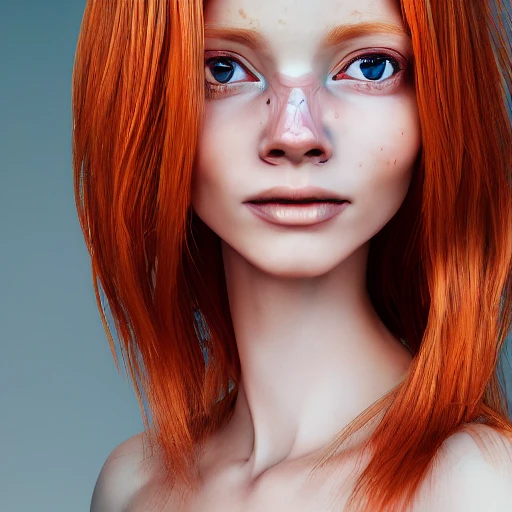 1girl, a real perfect female anatomy of ginger beautiful female smiling, medium shot, masterpiece, look at viewer, {{beautiful detailed face}}, perfect face, {{perfect eyes}}, perfect lips, extremely detailed, 8K wallpaper, Film Grain, post processing, epic cinematic, octane render , denoise, redshift style