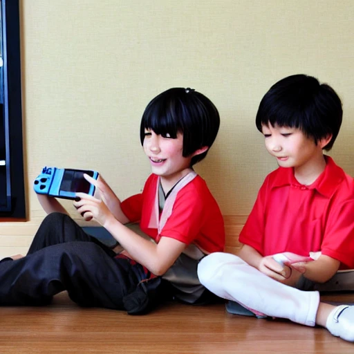 Japanese kids playing Nintendo switch