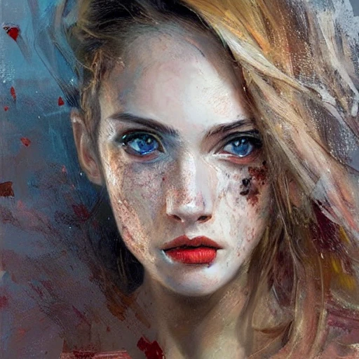 Academic figurative painting by Jeremy Mann, Rutkowski, Rey Artgerm, intricate details, portrait, face, close-up, illustration, UHD, 4K, emerald eyes with details, blonde, very beautiful, bright, slender, red hair and very fair skin, realistic skin, smooth skin, lots of light, with shadows, freckles , Rey Artgerm, intricate details, portrait, face, close-up, illustration, UHD, 4K, emerald eyes with details, blonde, very beautiful, bright, slender, red hair and very fair skin, realistic skin, smooth skin, lots of light, with shadows, freckles 