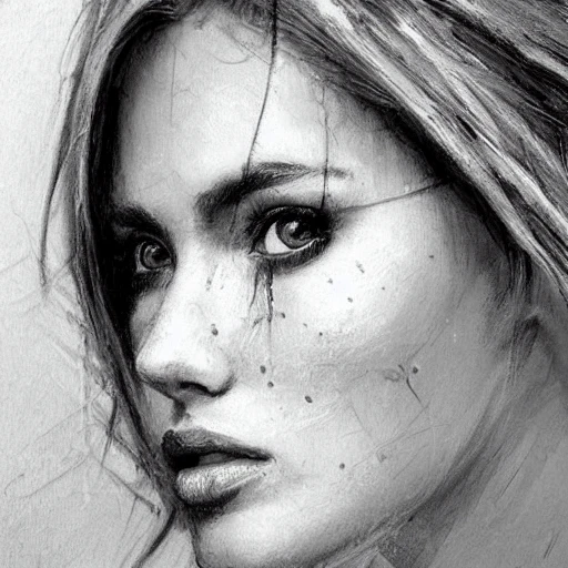 , Pencil Sketch Academic figurative painting by Jeremy Mann, Rutkowski, Rey Artgerm, intricate details, portrait, face, close-up, illustration, UHD, 4K, emerald eyes with details, blonde, very beautiful, bright, slender, red hair and very fair skin, realistic skin, smooth skin, lots of light, with shadows, freckles, sexy, style redshift