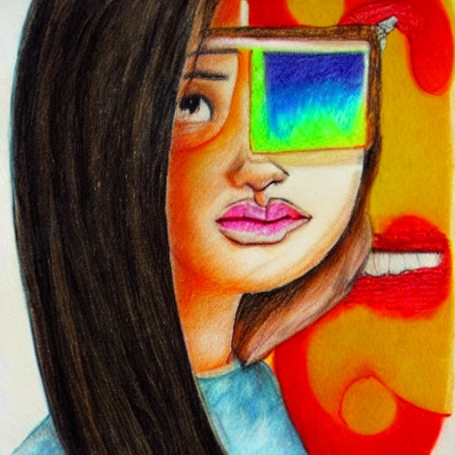 , Trippy,girl 
, Cartoon, 3D, Pencil Sketch, Water Color, Oil Painting