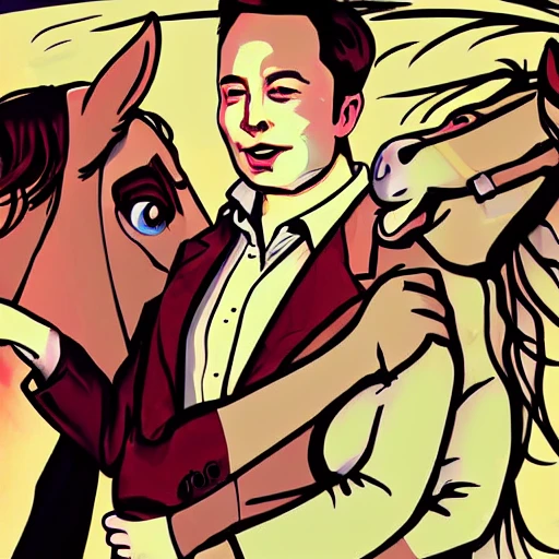 Elon Musk having sex with horse in dgs illustration style Arthub ai 