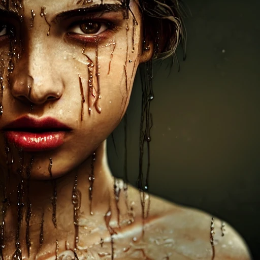 1girl, highly detailed wet face, highly detailed eyes, highly detailed lips, photograph, cinematic light