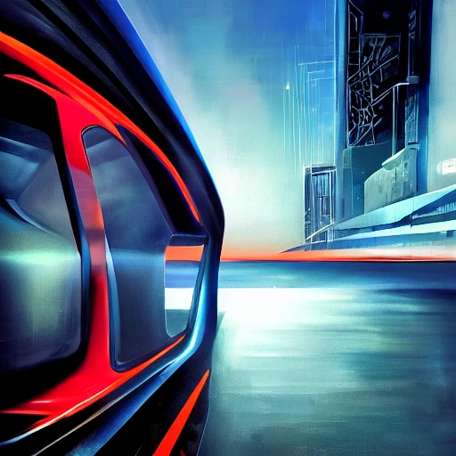 a digital painting of a toyota supra mk4 concept car, car design, photography, automotive design, downtown road, mirror's edge, big city, front view, electric, 4k, concept, future, colorful, neon, fantasy, dramatic lighting, holding energy, hyper detailed, hyper realistic detailed, peter mohrbacher, wlop, clear sky, sun, cyberpunk