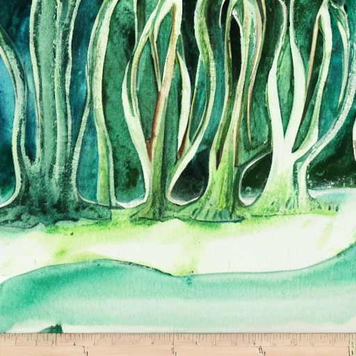 fey landscape green
, Water Color tall weird trees