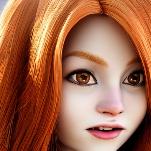 1girl, a real perfect female anatomy of ginger beautiful female smiling, medium shot, masterpiece, look at viewer, {{beautiful detailed face}}, perfect face, {{perfect eyes}}, perfect lips, extremely detailed, 8K wallpaper, Film Grain, post processing, epic cinematic, octane render , denoise, redshift style