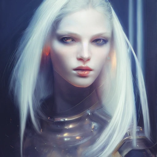 Wearing futuristic clothes, night, highly detailed face, oil pai ...