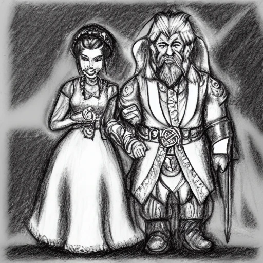 dwarf wedding, Pencil Sketch