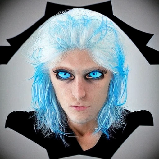 blue eyes , white hair
, Trippy, 3D