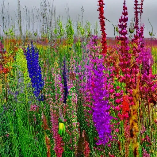 prairie de fleures variées de toutes les couleurs, , Trippy