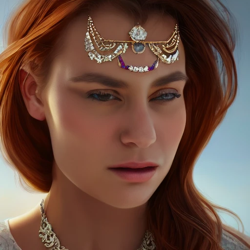 portrait of a gorgeous young woman wearing an chtulu jewelry  in the style of stefan kostic, realistic, sharp focus, 8k high definition, insanely detailed, intricate, elegant