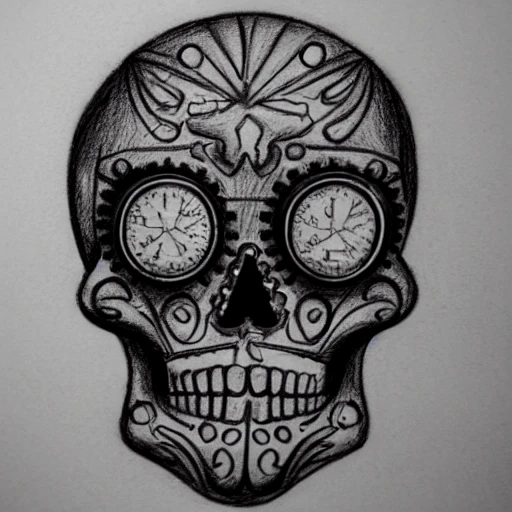 sugar skull drawings in pencil