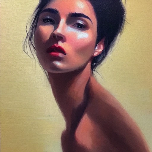 instagram model, style minimalist, oil painting, impressionism, modern woman, sexy, perfect face, fitness body, 