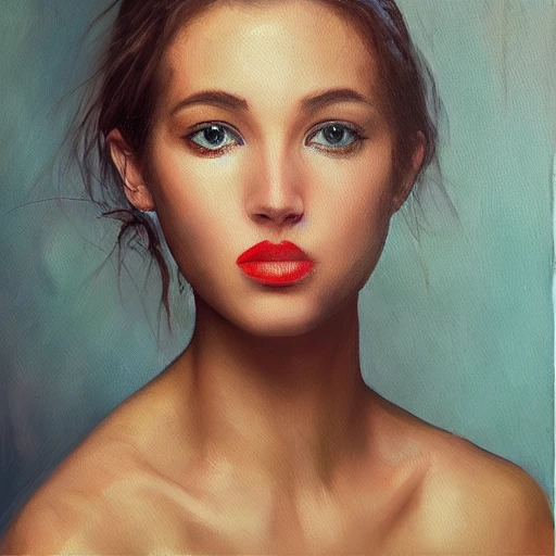 instagram model, style minimalist, oil painting, impressionism, modern woman, sexy, perfect face, fitness body, photograph with a Hasselblad H3DII