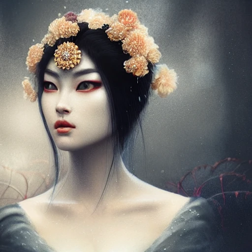 redshift style, a real perfect female body of beautiful Geisha, perfect face, intricate, elegant, highly detailed, trending on artstation, by Tom Bagshaw and Seb McKinnon, 150mm portrait, photography, epic cinematic, octane render , denoise, photograph with a Hasselblad H3DII, extremely detailed, DOF --upbeat --v 4, 3D