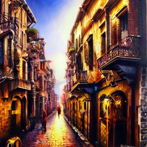 ultra details street,hyperrealistic, mystic steampunk city, ultr