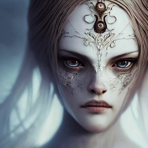 elden ring style, Very detailed, Beautiful smiling GOD, beautiful perfect face,  intricate, elegant, highly detailed, trending on artstation, digital art, perfect milky white skin perfect eyes, perfect composition, intricate, elegant, highly detailed, trending on artstation, ultra detailed, hyper-realistic, cinematic, dramatic lighting, volumetric lighting, 150mm, octane render, photorealistic