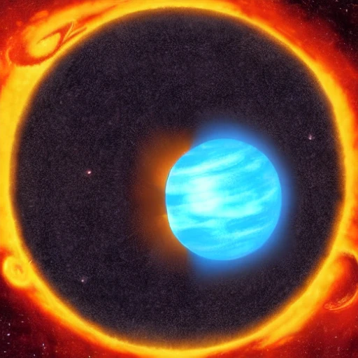 humanoid giant planet eater devouring a sun
