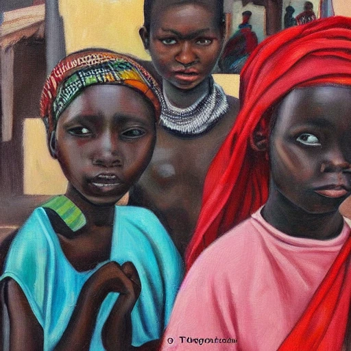  by gogan, , Oil Painting, people in africa, city