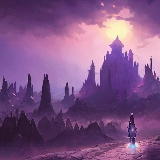 concept art painting of a fantasy Khorasan landscape at night, with glowing blue lights, glowing buildings, dark purple sky, realistic, detailed, cel shaded, in the style of makoto shinkai and greg rutkowski and albert bierstadt and james gurney , 3D