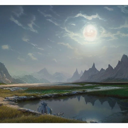 concept art painting of Khorasan landscape, river, paths, fortitude, persia, realistic, cel shaded, in the style of makoto shinkai and greg rutkowski and albert bierstadt and james gurney , 3D